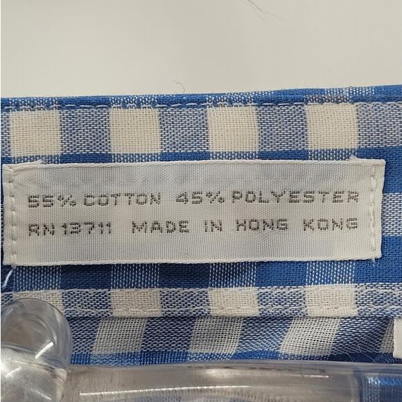 Vintage Claybrooke Blue White Checked‎ Button Up Short Sleeve Shirt Retro Vibes - Picture 10 of 12